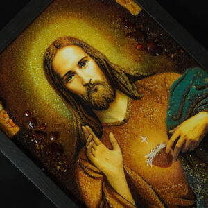 Jantárový obraz - Žehnajúceho Ježiša v čiernom ráme - Image 9